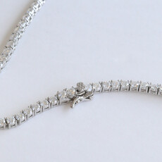 American Jewelry ESTATE Sterling SIlver CZ Round Cut Tennis Necklace (18")