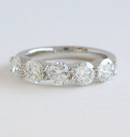 American Jewelry Platinum 2.70ctw F/VS2 GIA Round Diamond 5 Stone Wedding Band Ring