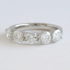 American Jewelry Platinum 2.70ctw F/VS2 GIA Round Diamond 5 Stone Wedding Band Ring