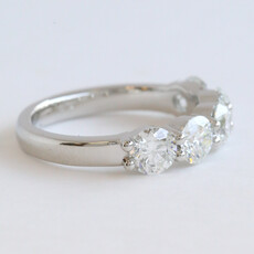 American Jewelry Platinum 2.70ctw F/VS2 GIA Round Diamond 5 Stone Wedding Band Ring