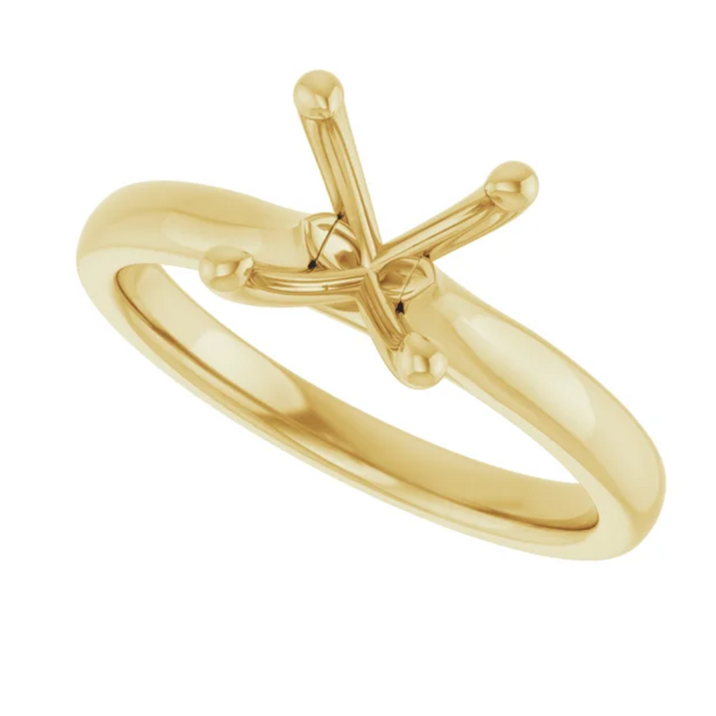 American Jewelry 14k Yellow Gold 2mm Polished Solitaire Ready-to-Set Semi Mount Engagement Ring
