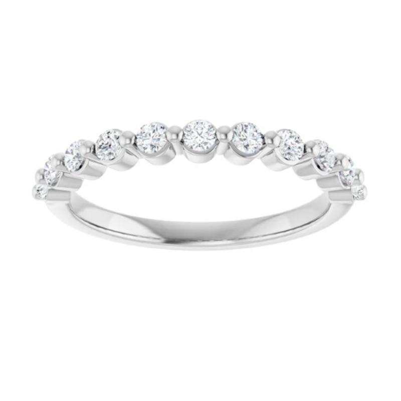 American Jewelry 14k White Gold 1/2ctw Diamond Single Prong Wedding Band (Size 7)