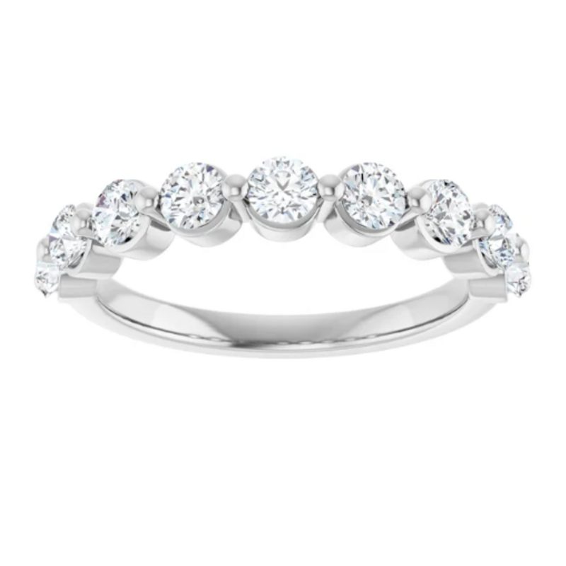 American Jewelry 14k White Gold .90ctw Diamond Single Prong Wedding Band (Size 7)