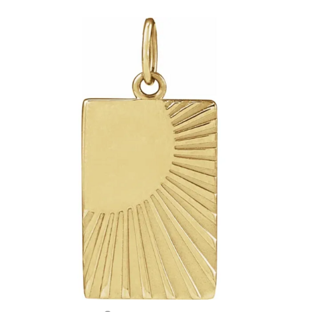 14k Yellow Gold Engravable Sun Pendant (18")