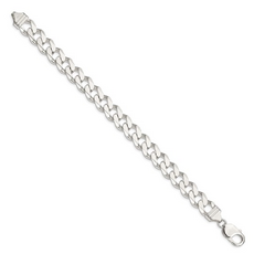 American Jewelry Sterling Silver 10.5mm Cuban Link Chain Bracelet (9")