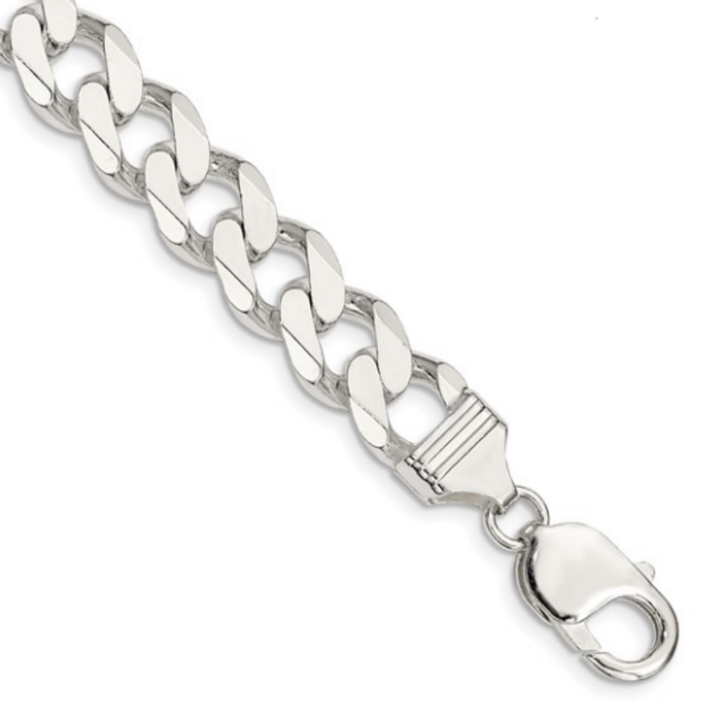 American Jewelry Sterling Silver 10.5mm Cuban Link Chain Bracelet (9")