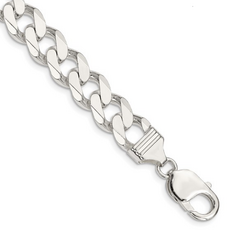 American Jewelry Sterling Silver 10.5mm Cuban Link Chain Bracelet (9")