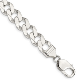 American Jewelry Sterling Silver 10.5mm Cuban Link Chain Bracelet (9")