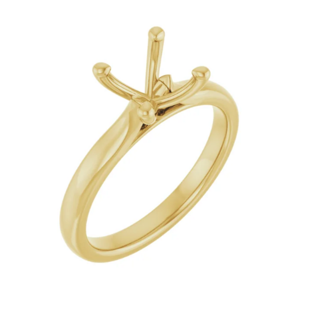 American Jewelry 14k Yellow Gold 2mm Polished Solitaire Ready-to-Set Semi Mount Engagement Ring