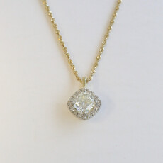 American Jewelry 14k Yellow Gold 3.50ctw (3.02 H/SI2 Ctr) Cushion Diamond Halo Rope Necklace