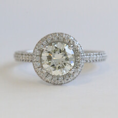 American Jewelry 14k White Gold Gold 2.82ctw (1.67 L/VS2 Ctr) Round Diamond Pave Halo Engagement Ring