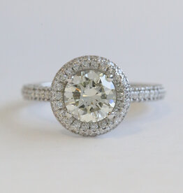 American Jewelry 14k White Gold Gold 2.82ctw (1.67 L/VS2 Ctr) Round Diamond Pave Halo Engagement Ring