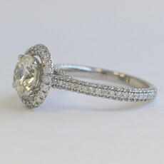 American Jewelry 14k White Gold Gold 2.82ctw (1.67 L/VS2 Ctr) Round Diamond Pave Halo Engagement Ring
