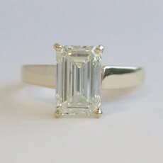American Jewelry 14k Yellow Gold 4.01ct K/VS1 HRD Antwerp Certified Emerald Cut Diamond Solitaire Engagement Ring