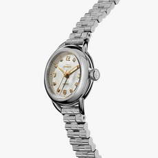 Shinola Shinola Runabout 25mm MOP Diamond Dial Silver Bracelet