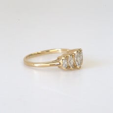 American Jewelry ESTATE 14k Yellow Gold 0.40ctw 5-Stone Marquise Diamond Ring (Size 4.75)