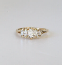 American Jewelry ESTATE 14k Yellow Gold 0.40ctw 5-Stone Marquise Diamond Ring (Size 4.75)