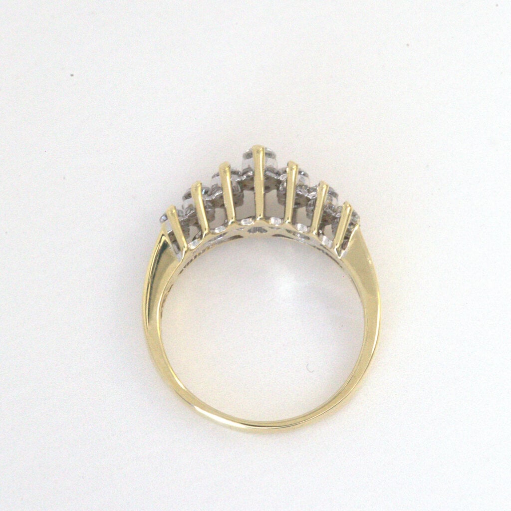 American Jewelry ESTATE 14k Yellow Gold 0.90ctw Round Double Row Ring (Size 6.5)