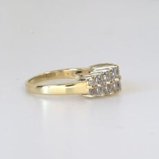 American Jewelry ESTATE 14k Yellow Gold 0.90ctw Round Double Row Ring (Size 6.5)