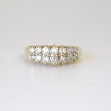 American Jewelry ESTATE 14k Yellow Gold 0.90ctw Round Double Row Ring (Size 6.5)