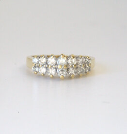 American Jewelry ESTATE 14k Yellow Gold 0.90ctw Round Double Row Ring (Size 6.5)