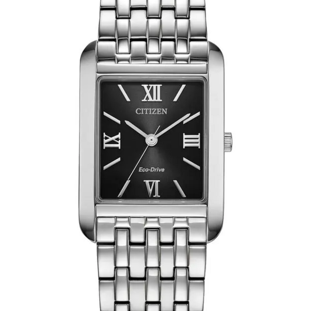 Citizen Citizen Eco-Drive Addysen Rectangular Watch w/ Black Dial