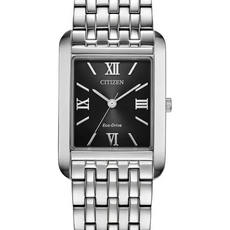 Citizen Citizen Eco-Drive Addysen Rectangular Watch w/ Black Dial