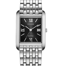 Citizen Citizen Eco-Drive Addysen Rectangular Watch w/ Black Dial