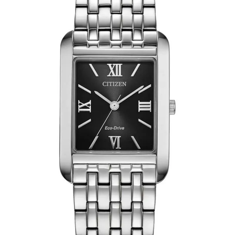 Citizen Citizen Eco-Drive Addysen Rectangular Watch w/ Black Dial