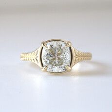 American Jewelry 14k Yellow Gold 3.70ct H/SI2 Cushion AGS) Engraved Engagement Solitaire Ring (Size 7.5)