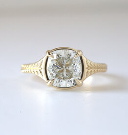 American Jewelry 14k Yellow Gold 3.70ct H/SI2 Cushion AGS) Engraved Engagement Solitaire Ring (Size 7.5)