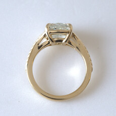 American Jewelry 14k Yellow Gold 3.70ct H/SI2 Cushion AGS) Engraved Engagement Solitaire Ring (Size 7.5)
