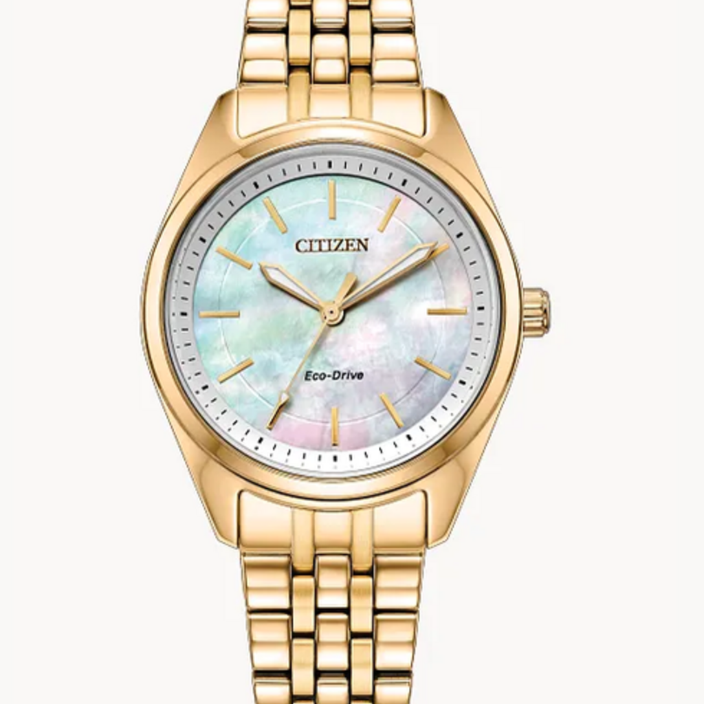 Citizen Citizen Eco-Drive Ladies Gold Tone Peyten Watch w/ Mother of Pearl Dial
