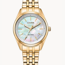 Citizen Citizen Eco-Drive Ladies Gold Tone Peyten Watch w/ Mother of Pearl Dial