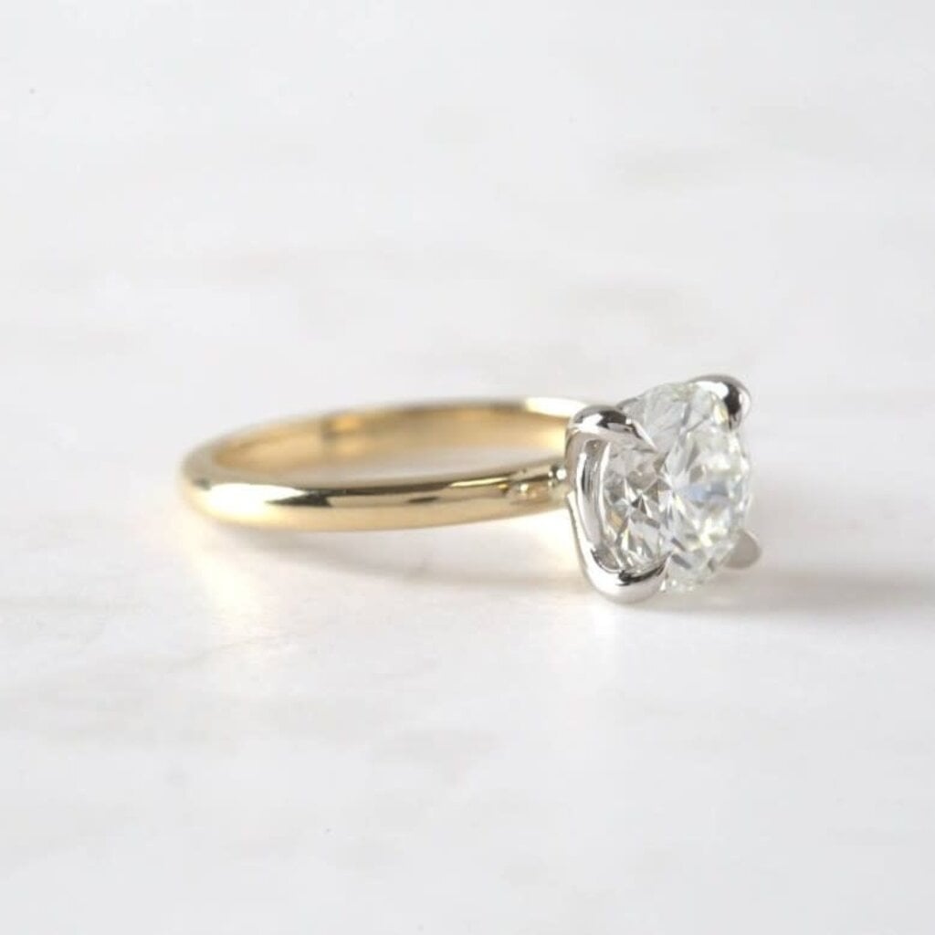 14k Two Tone 2.54ct F/SI2 GIA Round Brilliant Diamond Solitaire Engagement Ring Size 7