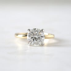 14k Two Tone 2.54ct F/SI2 GIA Round Brilliant Diamond Solitaire Engagement Ring Size 7