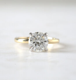 14k Two Tone 2.54ct F/SI2 GIA Round Brilliant Diamond Solitaire Engagement Ring Size 7