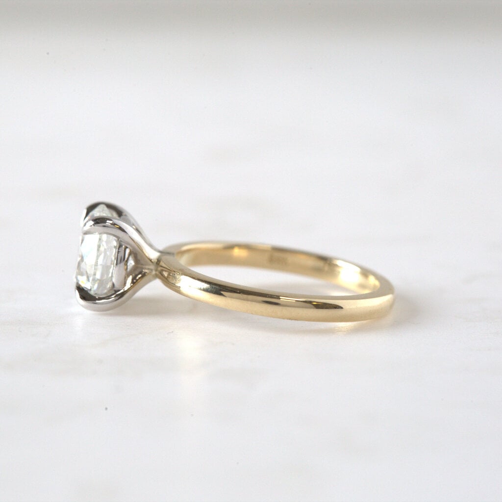 14k Two Tone 2.54ct F/SI2 GIA Round Brilliant Diamond Solitaire Engagement Ring Size 7