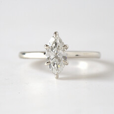 American Jewelry 14k White Gold 1.00ct F/VS1 IGI Lab Grown Marquise Diamond Solitaire Engagement Ring (Size 7)