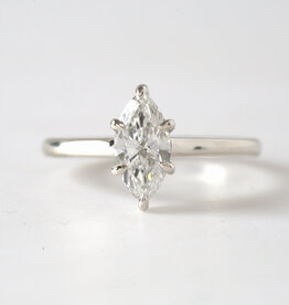 American Jewelry 14k White Gold 1.00ct F/VS1 IGI Lab Grown Marquise Diamond Solitaire Engagement Ring (Size 7)