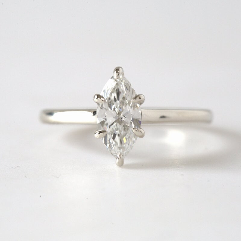 American Jewelry 14k White Gold 1.00ct F/VS1 IGI Lab Grown Marquise Diamond Solitaire Engagement Ring (Size 7)