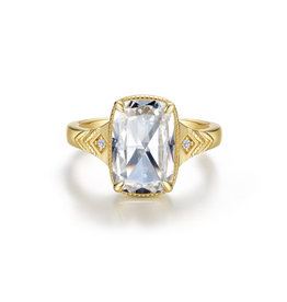 Lafonn Lafonn Silver Gold-Plated 5.65ctw Simulated Diamond Vintage Elara Grande Cushion Ring