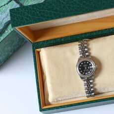Rolex Rolex Stainless Steel Ladies 26mm Datejust Diamond Bezel with Black Diamond Dial