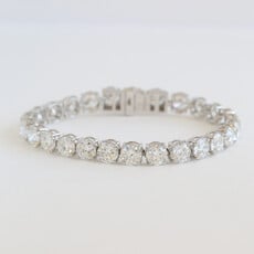 American Jewelry 14k White Gold 26.59ctw Lab Grown Round Diamond Tennis Bracelet (7")