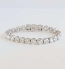 American Jewelry 14k White Gold 26.59ctw Lab Grown Round Diamond Tennis Bracelet (7")