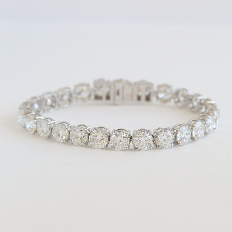 American Jewelry 14k White Gold 26.59ctw Lab Grown Round Diamond Tennis Bracelet (7")
