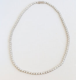 American Jewelry 14k White Gold 25ctw Lab Grown Round Diamond Tennis Necklace