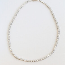 American Jewelry 14k White Gold 25ctw Lab Grown Round Diamond Tennis Necklace
