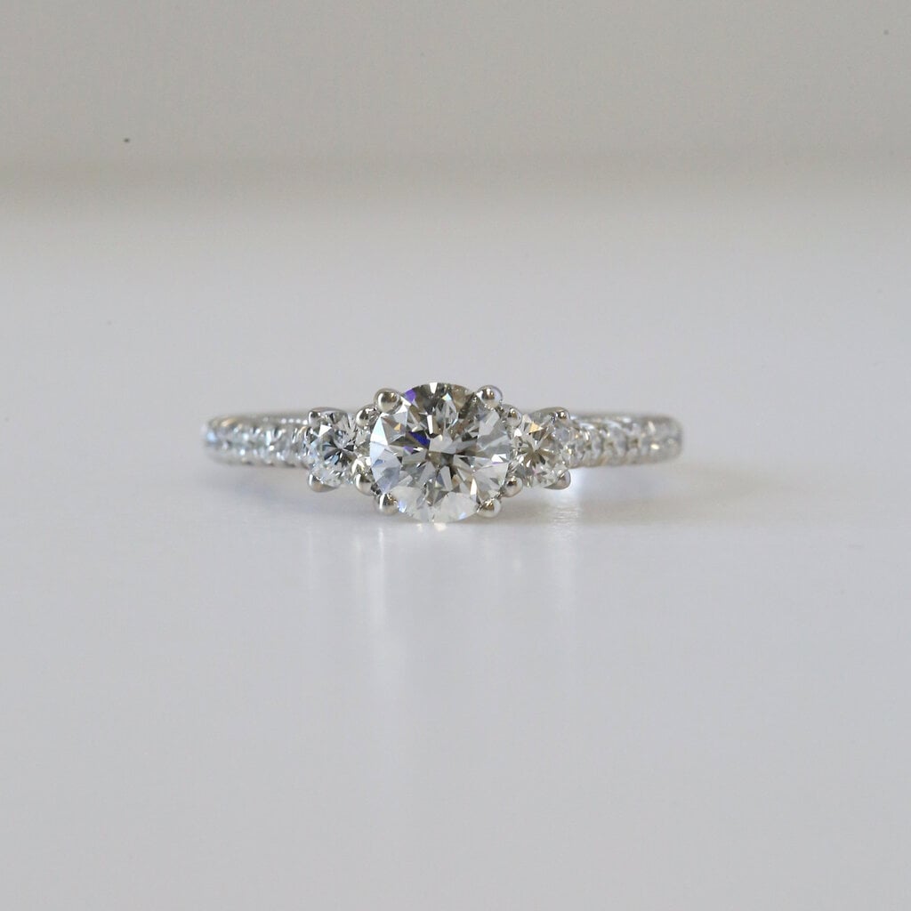 American Jewelry 14k White Gold 1.12ctw (.70ct F/G-SI3) 3-Stone Accented Diamond Engagement Ring (Size 5)