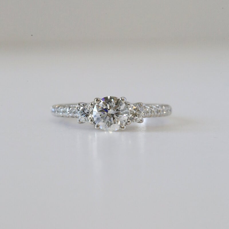 American Jewelry 14k White Gold 1.12ctw (.70ct F/G-SI3) 3-Stone Accented Diamond Engagement Ring (Size 5)